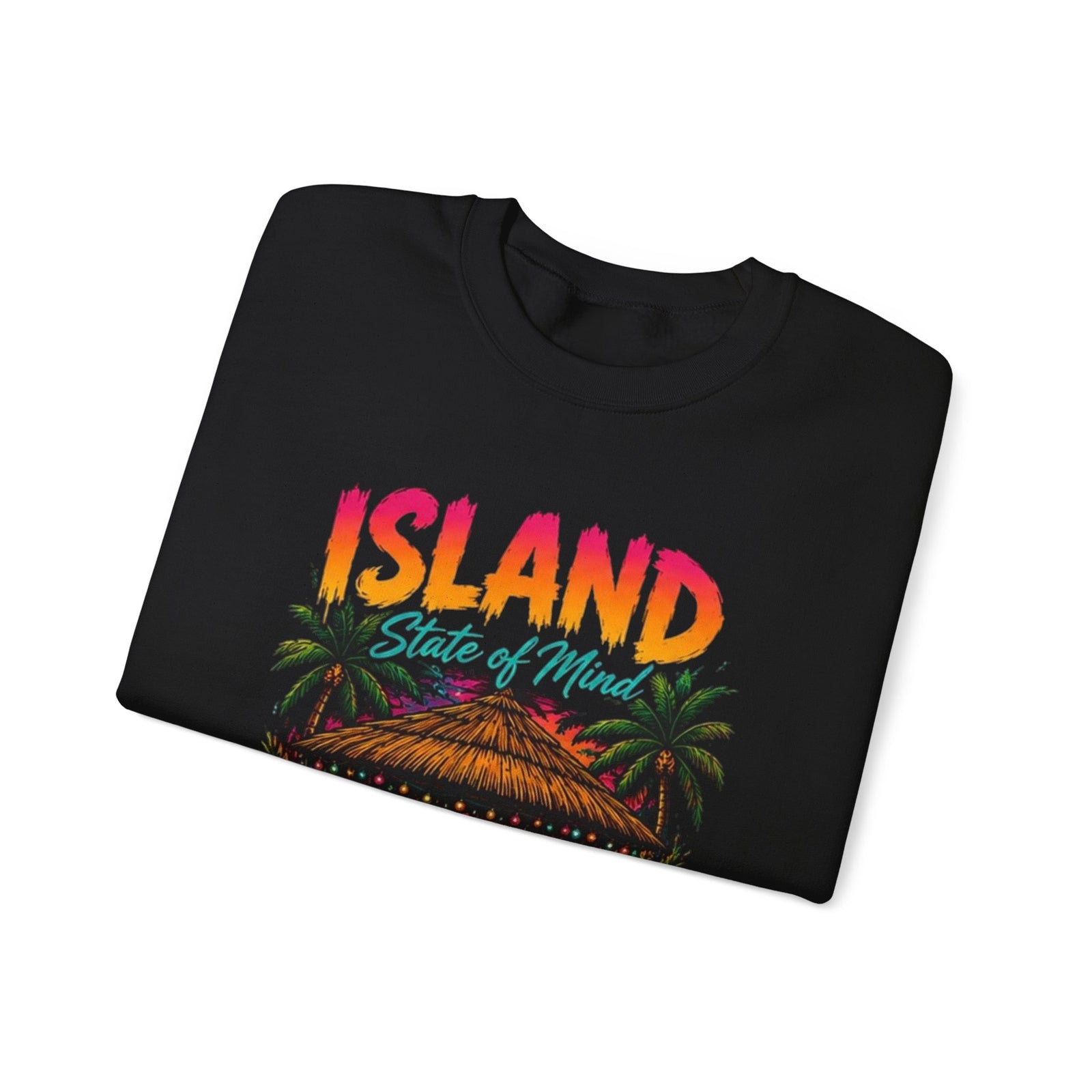 Island State of Mind sweatshirt | Tropical Tiki Hut, Palm Trees & Hibiscus