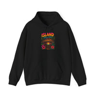 Island Tiki Hut Hoodie | Tropical Palm Sunset, Hibiscus