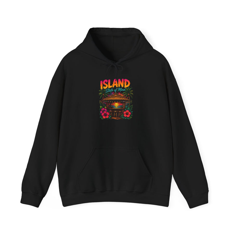 Island Tiki Hut Hoodie | Tropical Palm Sunset, Hibiscus