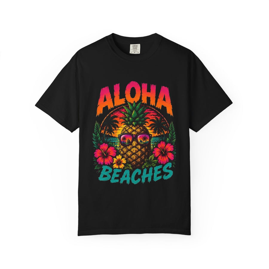 Aloha Beaches Pineapple Tee | Tropical Sunset Shirt
