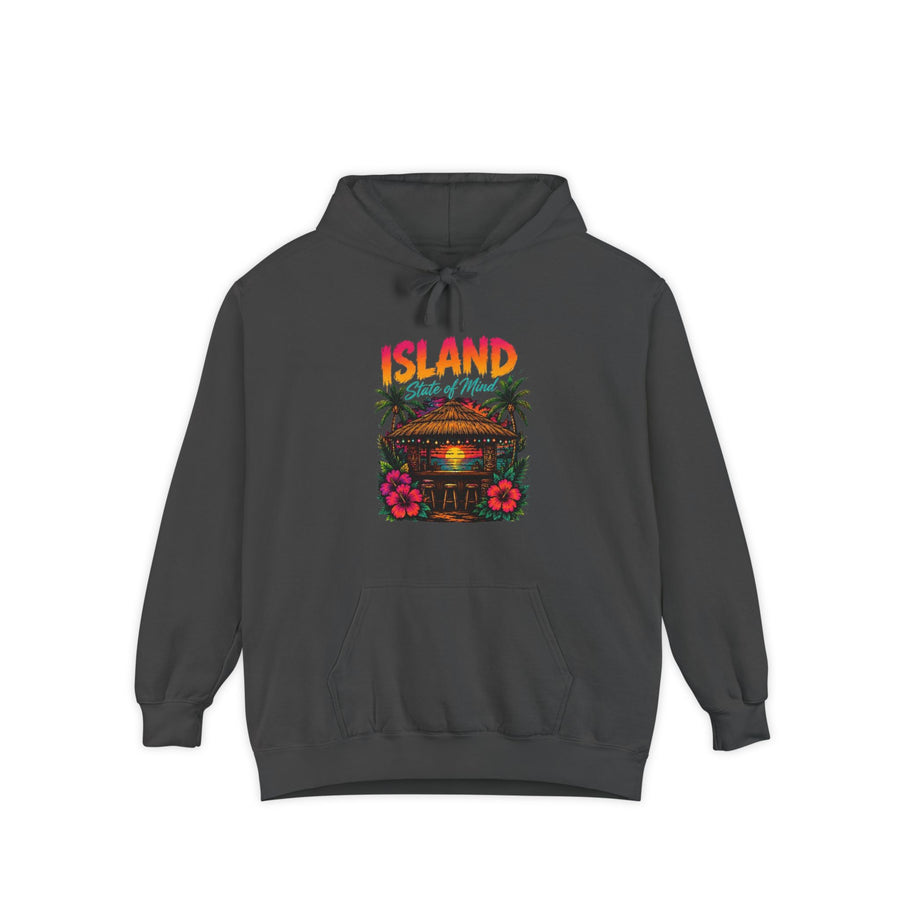 Island Tiki Hut Hoodie | Tropical Palm Sunset, Hibiscus Floral Design