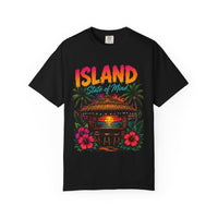 Island State of Mind T-shirt | Tropical Tiki Bar Sunset, Palm Trees