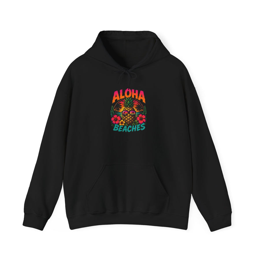 Aloha Beaches Skull Floral Hoodie | Tropical Beach Vibes, Retro Colors
