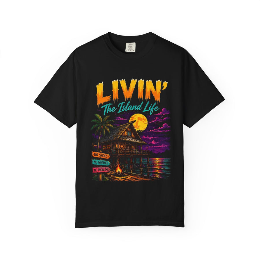 Livin' The Island Life T-Shirt | Tropical Beach Hut Sunset Shirt