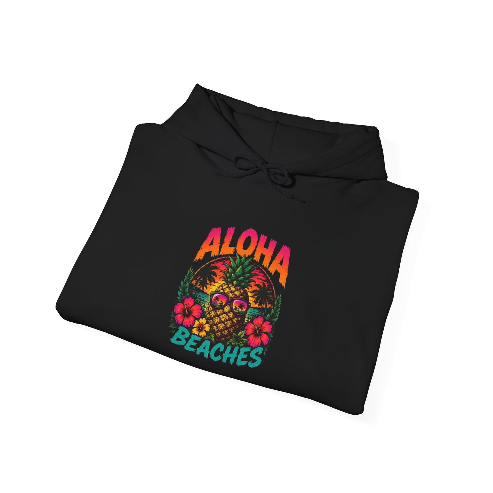 Aloha Beaches Skull Floral Hoodie | Tropical Beach Vibes, Retro Colors