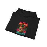 Aloha Beaches Skull Floral Hoodie | Tropical Beach Vibes, Retro Colors