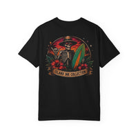 Skeleton Surfer Skull with Surfboard T-shirt | Island Ink Collection