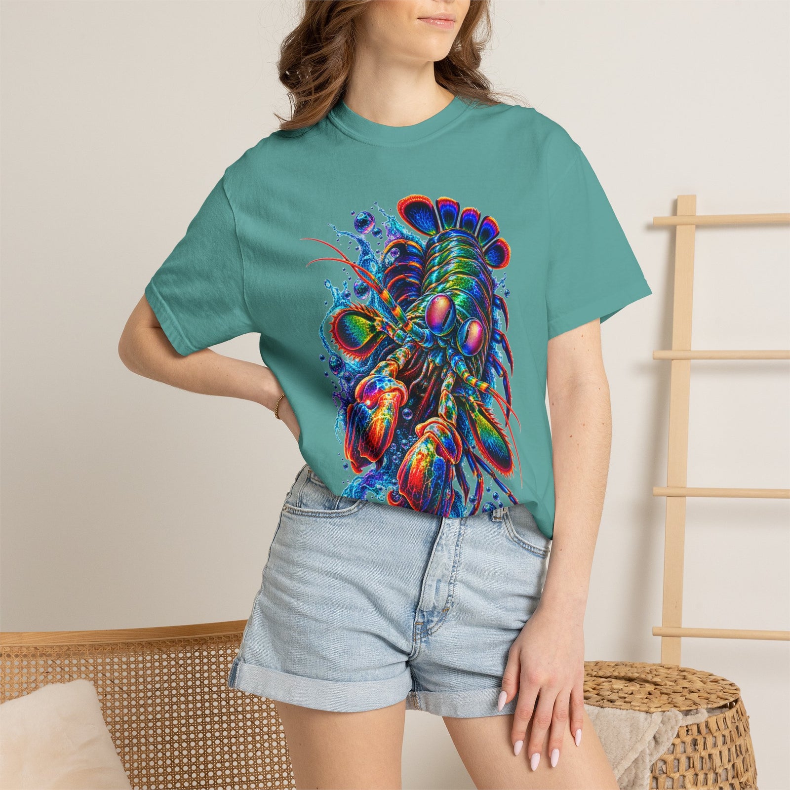 Psychedelic Lobster T-Shirt — Vibrant Neon Crustacean Graphic Tee