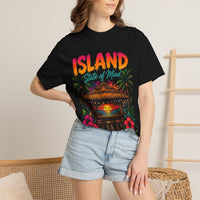 Island State of Mind T-shirt | Tropical Tiki Bar Sunset, Palm Trees