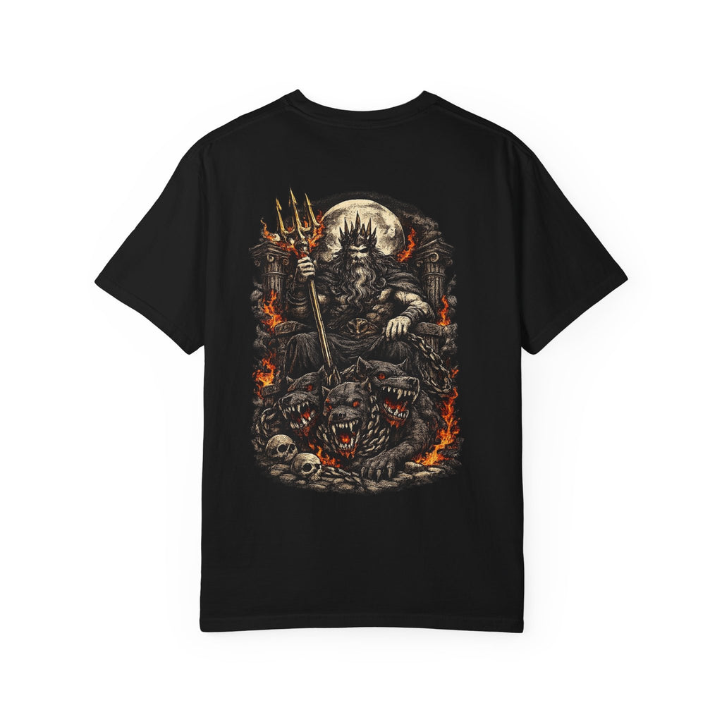 Underworld King trident skulls T-shirt | Mythic Demon Illustration