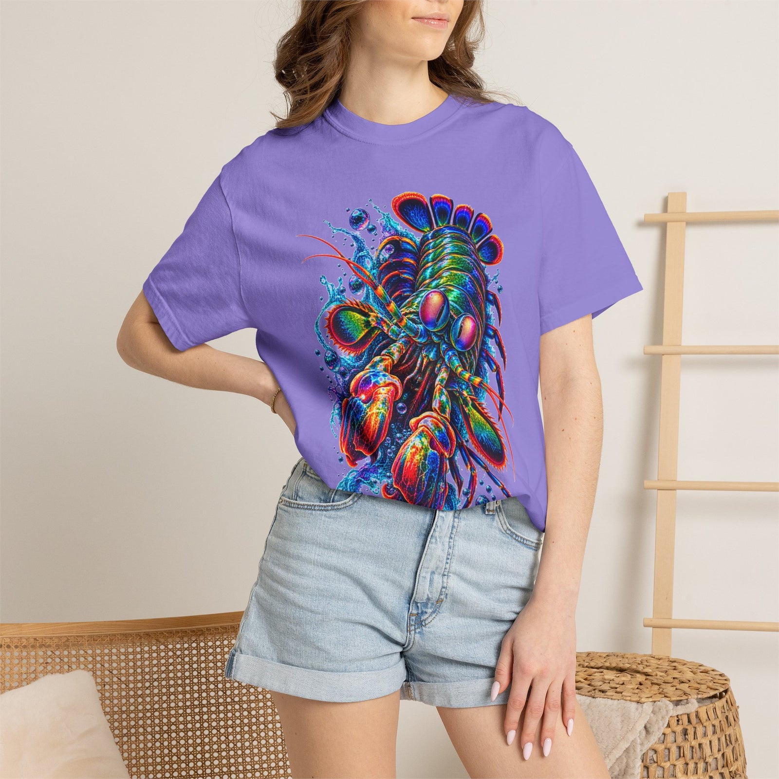 Psychedelic Lobster T-Shirt — Vibrant Neon Crustacean Graphic Tee