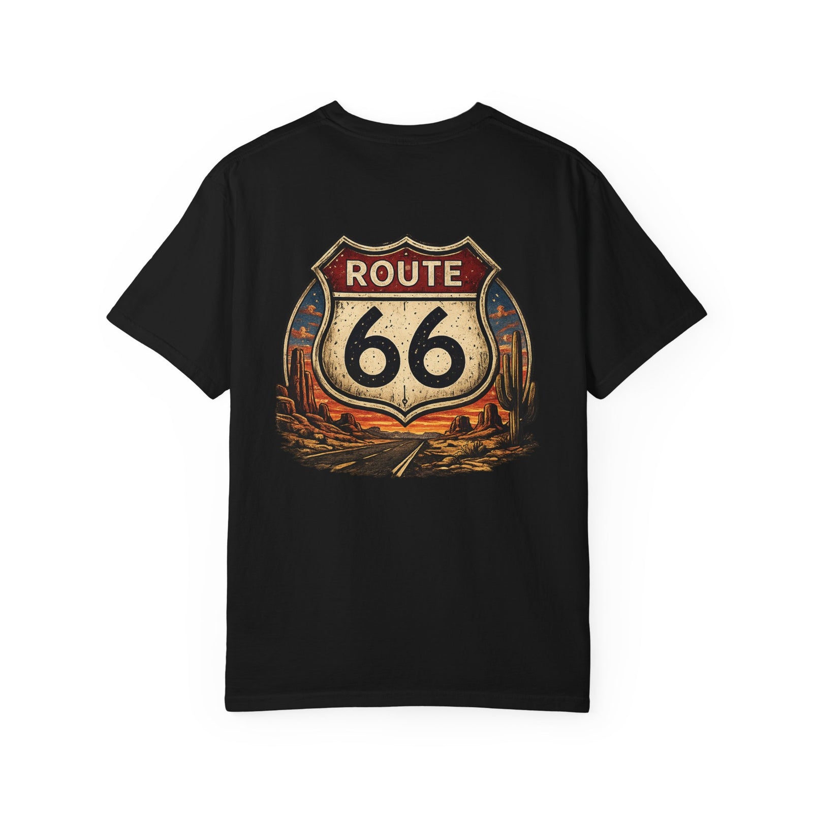 Route 66 Shield Road Trip T-shirt | Vintage Desert Highway Design
