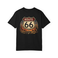 Route 66 Shield Road Trip T-shirt | Vintage Desert Highway Design
