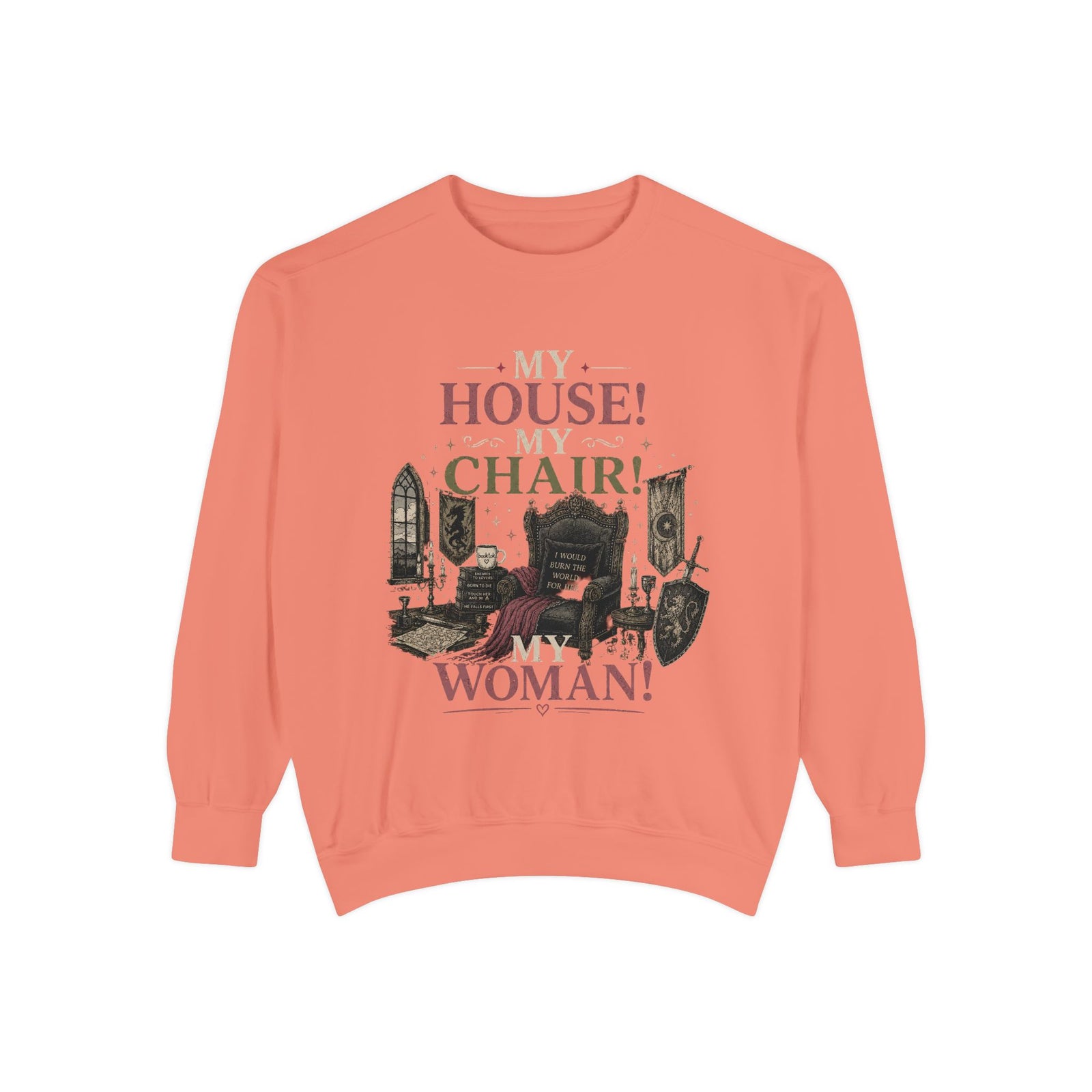 My House! My Chair! Woman! Sweatshirt | Vintage Reading Room Illustration