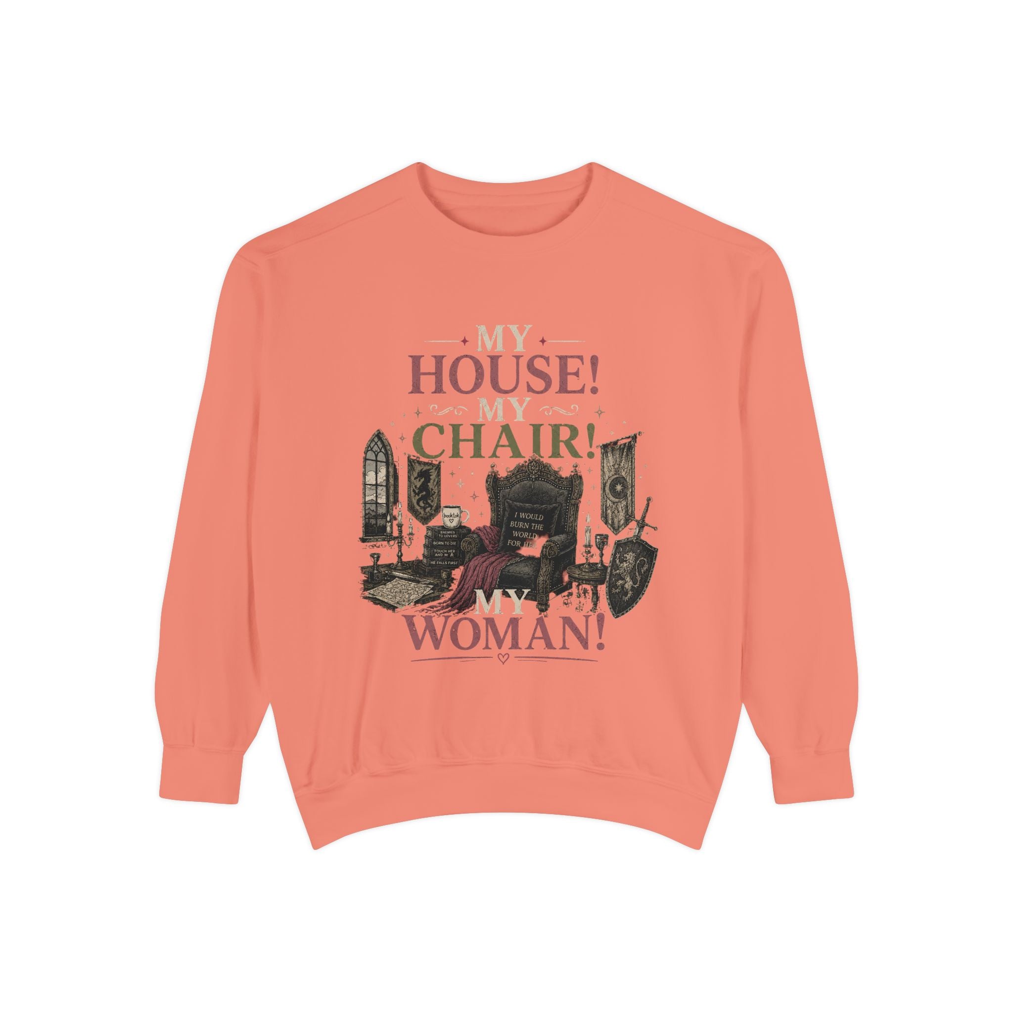 My House! My Chair! Woman! Sweatshirt | Vintage Reading Room Illustration