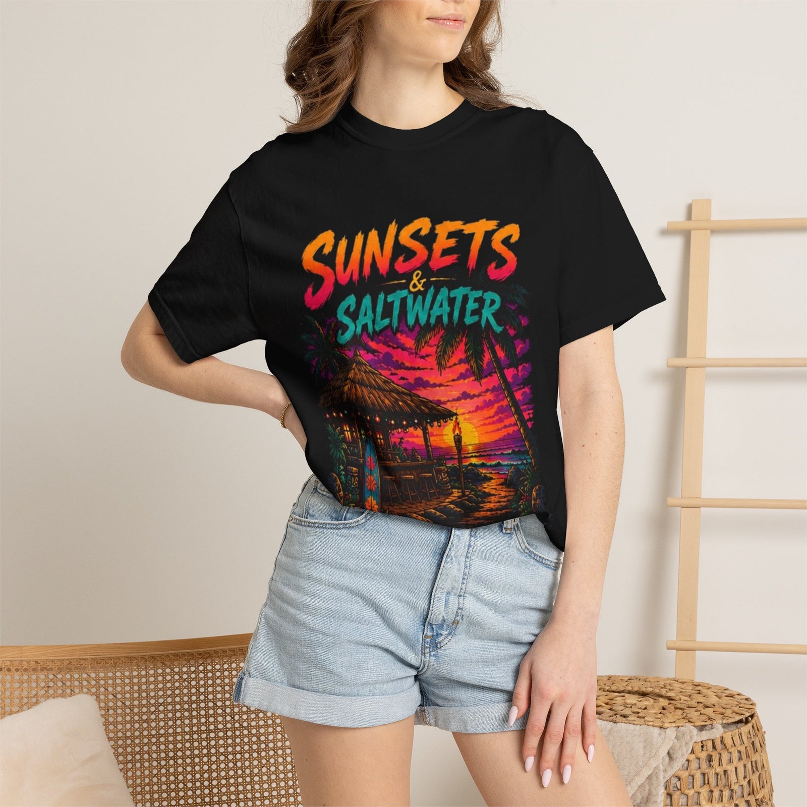 Sunsets & Saltwater That’s All I Need T-shirt | Beach Sunset Cabin Tee