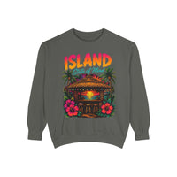 Island Tiki Hut Sweatshirt | Tropical Sunset Palm Floral Sweatshirt