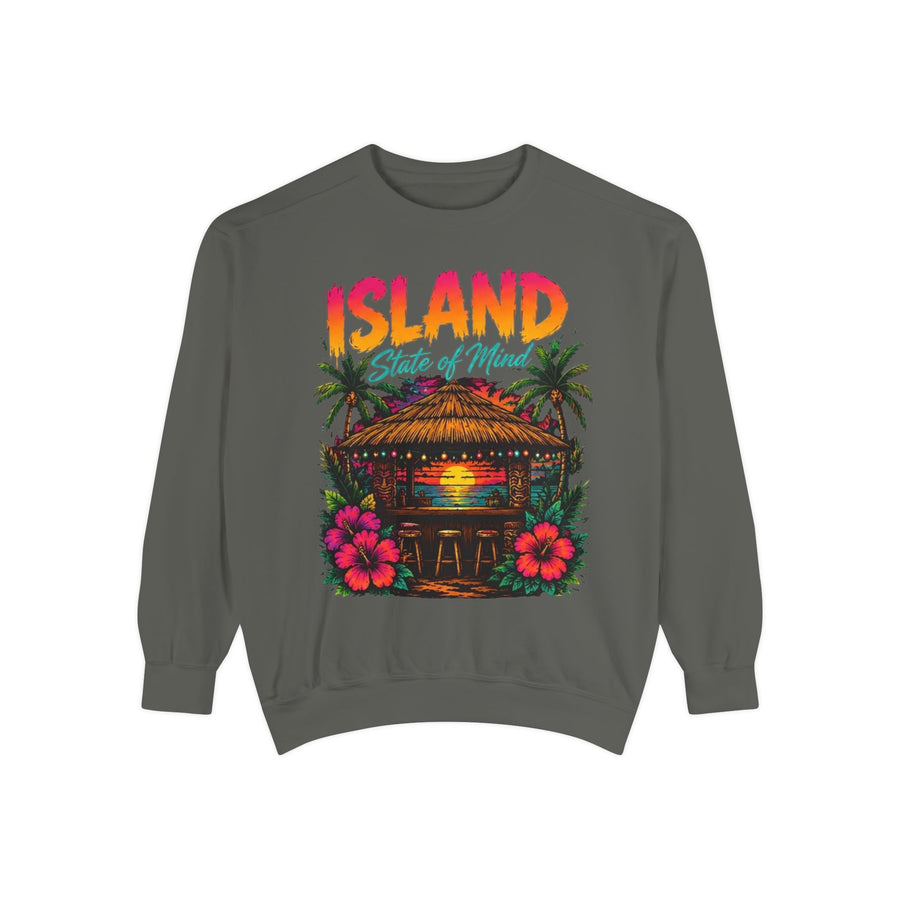 Island Tiki Hut Sweatshirt | Tropical Sunset Palm Floral Sweatshirt
