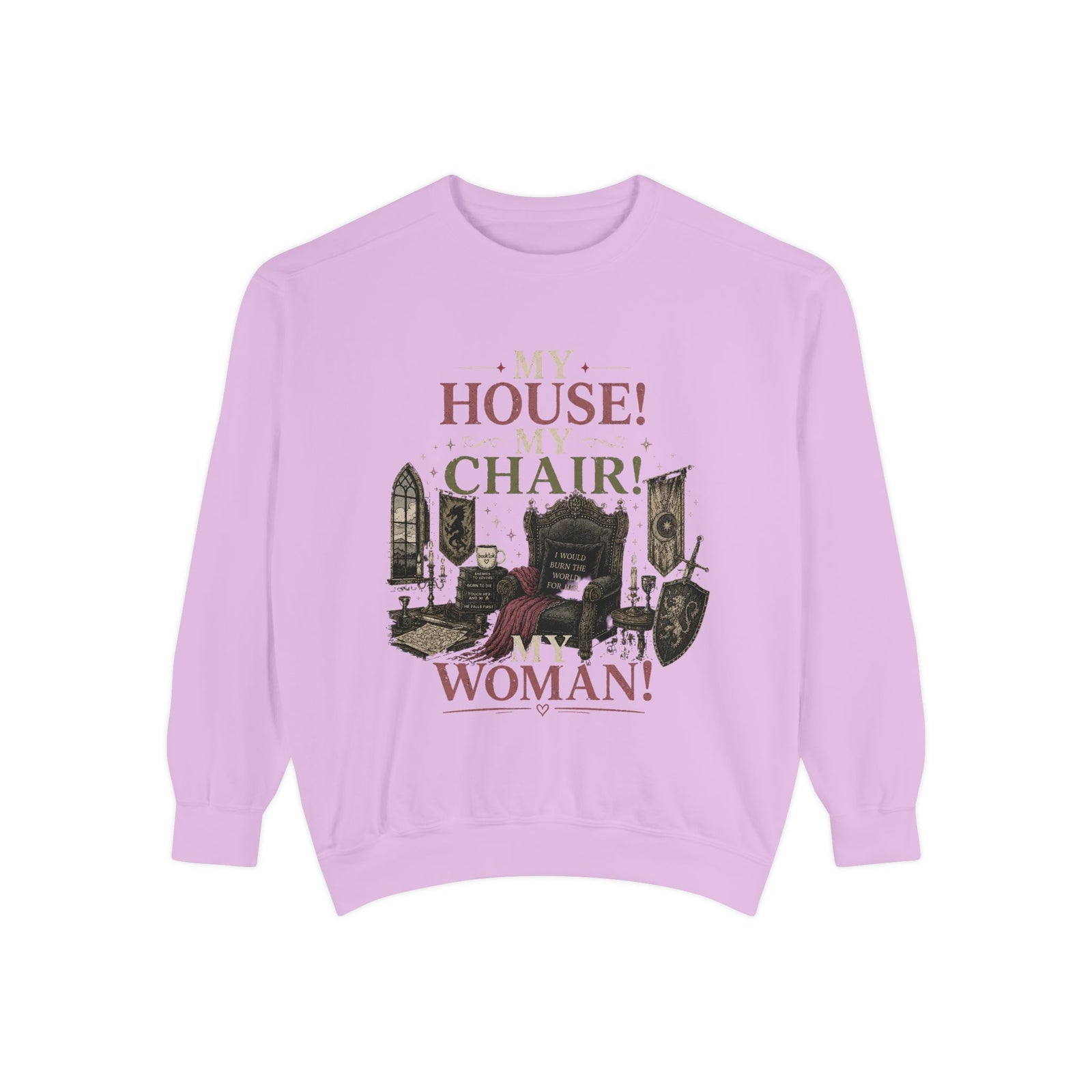 My House! My Chair! Woman! Sweatshirt | Vintage Reading Room Illustration