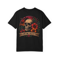 Skull with Hibiscus and Palm Trees T-shirt | Island Ink Collection