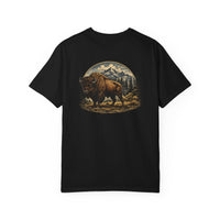 Bison Mountain Scene T-shirt | Vintage Buffalo Illustration