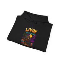 Livin' the Island Life Hoodie | Tropical Sunset Palm Tree Retro