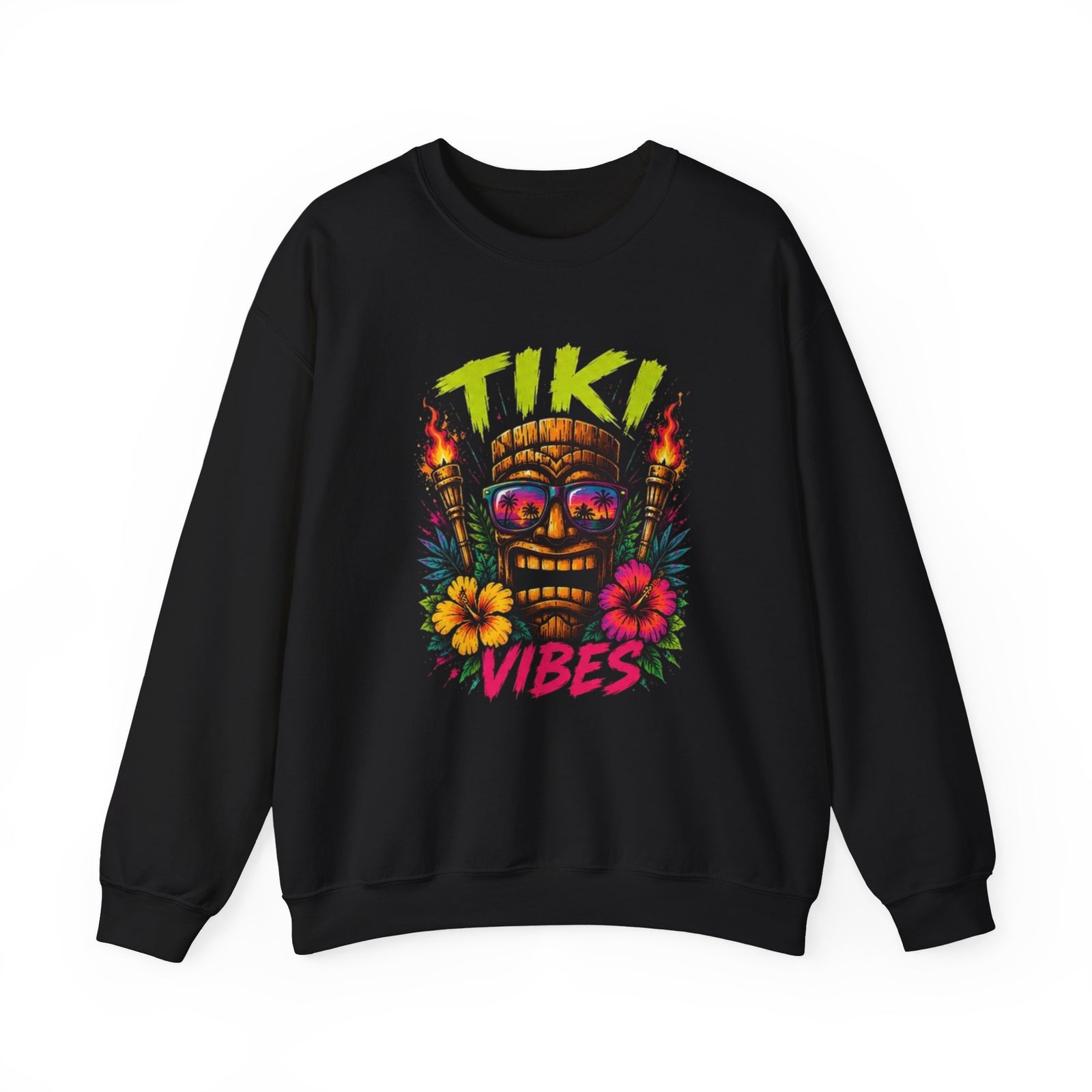 Tiki Vibes sweatshirt | Tropical Tiki Mask Crewneck