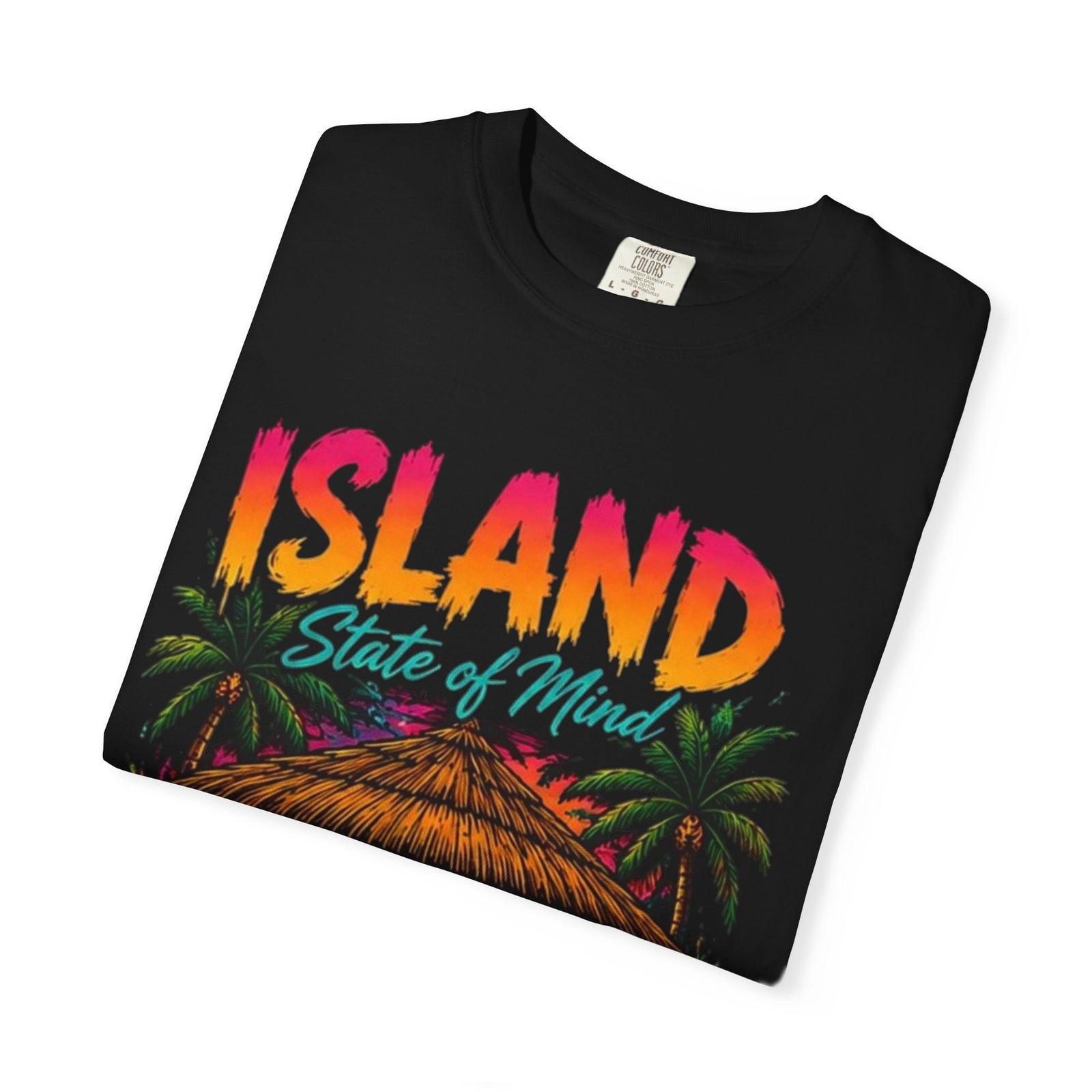 Island State of Mind T-shirt | Tropical Tiki Bar Sunset, Palm Trees
