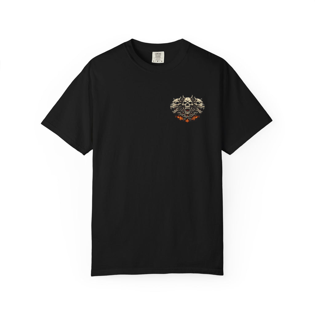 Underworld King trident skulls T-shirt | Mythic Demon Illustration
